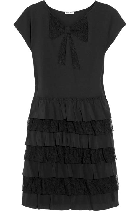 miu miu black lace dress|Black Jersey Dress With Lace .